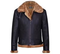 Men's Aviator Ginger Brown B3 Real Shearling Sheepskin Leather Bomber Flying Jacket 2XL