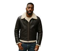 Infinity Leather Mens B3 Aviator Real Sheepskin Flying Jacket-Oxford - Brown - Size 4XL