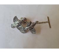 B33 Partridge Tack Tie Pin With Chain english pewter handmade in sheffield