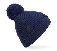 B382 Engineered Knit Ribbed Pom Pom Beanie (Oxford Navy)