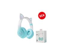 (B39B Pro Green) Bluetooth Wireless Headphones Cat Ear Glow Light Stereo Bass Helmets Children Gamer Girl Gifts PC Phone Gaming Headset