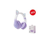 (B39B Pro Purple) Bluetooth Wireless Headphones Cat Ear Glow Light Stereo Bass Helmets Children Gamer Girl Gifts PC Phone Gaming Headset