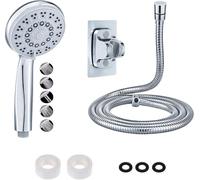 B3AD Universal 2-Meter Flexible Shower Hose Head with 5 Pleasant Water Jet Modes, Stainless Steel, with Adhesive Shower Head Holder, Water-Saving, Easy Installation
