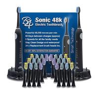 B4 Sonic Electric Toothbrushes, Black Twin Pack, Powerful 50 Days Charge, Inc 24 Brush Heads