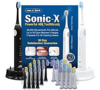 B4 Sonic Electric Toothbrushes, White & Black Twin Pack, Powerful 50 Days Charge, Inc 24 Brush Heads