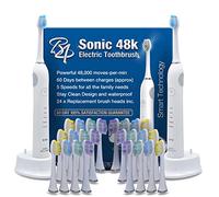 B4 Sonic Electric Toothbrushes, White Twin Pack, Powerful 50 Days Charge, 60 Day Satisfaction Guarantee, Inc 24 Brush Heads Valued £37…