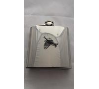 B40 Black Grouse fine english pewter 6oz Stainless Steel Hip Flask With Pewter Emblem Captive Top