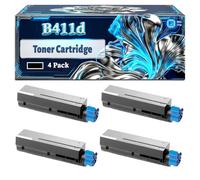 B411d Toner Cartridge Compatible for Okidata OKI B411d B411dn B431 B431D MB471 MB471dnw MB491dn Printers, With Chip Large Capacity 3000 Pages (4 Pack Black)