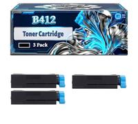 B412 Toner Cartridge Compatible for Okidata OKI B412DN MB492DN B512DN MB562DN MB472DNW Printers, With Chip Large Capacity 3000 Pages (3 Pack Black)