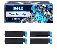B412 Toner Cartridge Compatible for Okidata OKI B412DN MB492DN B512DN MB562DN MB472DNW Printers, With Chip Large Capacity 7000 Pages (4 Pack Black)