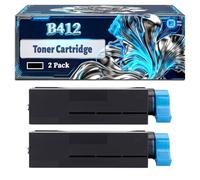 B412 Toner Cartridge Compatible for Okidata OKI B412DN MB492DN B512DN MB562DN MB472DNW Printers, With Chip Large Capacity 7000 Pages (2-Pack Black)