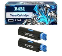 B431 Toner Cartridge Compatible for Okidata OKI B431 B431dn MB491 MB491dn Printers, With Chip Large Capacity 12000 Pages (2-Pack Black)