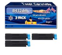 B432dn Toner Cartridge Compatible for Okidata OKI B432dn B512dn MB492dn MB562dnw Printers, High-Definition Printing Effect with Chip, 12000 Pages (3 Pack Black)