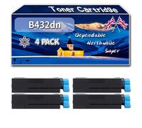 B432dn Toner Cartridge Compatible for Okidata OKI B432dn B512dn MB492dn MB562dnw Printers, High-Definition Printing Effect with Chip, 12000 Pages (4 Pack Black)