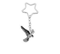 B46 Kestrel fine English Pewter on a star shaped split ring Keyring