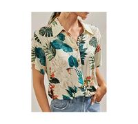 (B48SLCZ81162710, XXL) New Fashionable Women's Shirts Elegant 3d Cartoon Cat Printed Cute Single Breasted Tops Women's Casual Lapel Shirts Summer