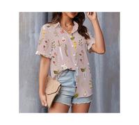(B48SLCZ81162717, L) New Fashionable Women's Shirts Elegant 3d Cartoon Cat Printed Cute Single Breasted Tops Women's Casual Lapel Shirts Summer