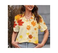 (B48SLCZ81162723, XXXL) New Fashionable Women's Shirts Elegant 3d Cartoon Cat Printed Cute Single Breasted Tops Women's Casual Lapel Shirts Summer
