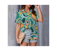 (B48SLCZ8116276, XXL) New Fashionable Women's Shirts Elegant 3d Cartoon Cat Printed Cute Single Breasted Tops Women's Casual Lapel Shirts Summer