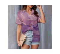 (B48SLCZ8116279, L) New Fashionable Women's Shirts Elegant 3d Cartoon Cat Printed Cute Single Breasted Tops Women's Casual Lapel Shirts Summer