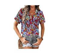 (B48SLTH24122194520, L) New Summer Women's Cashew Flower Printed Lapel Shirt Bohemian Daily Casual Short Sleeve Shirt Street Women's Shirt T-Shirt