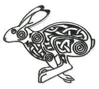 B4B Running Hare Rabbit Pagan Witch Celtic Mythological Wiccan Embroidered Iron On Patch 70mm