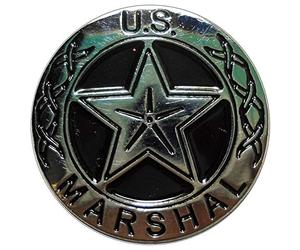 B4B Silver & Black Enamel Badge - US Marshal Wild West Bounty Hunter 26mm Apparel Pin