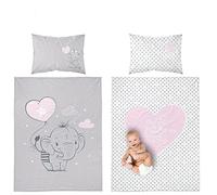 B4Beds Elephant Reversible Bedding Set for Baby Girls Cot Bed Duvet Cover & Pillow Case (100x135cm)
