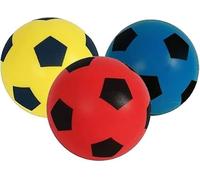 B4E 17.5cm Pack Of 3 Soft Foam Football - Yellow, Red & Blue | Soft Sponge Indoor/Outdoor Foam Soccer Ball Games For Unlimited Fun Sport | Suitable For Adults/Kids/Boys/Girls Of All Ages (Pack of 3)