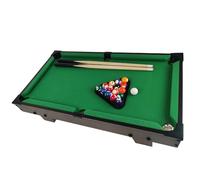 B4E 25 Inch Brown Pool Table Game Kids and Adults | Indoor & Outdoor Portable Wooden Classic Pool Table Games | Pool Table Set with Balls with storage box, 2 Cues, 1 Triangle, Chalk