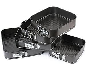 B4E 5 Pcs Square Non-Stick Baking Pan Spring Form Cake Pan Bake Tray Tins Parties Wedding Gift Set