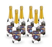 B4E AquAngel Sparkling Celebration Soft Drink 750ml, Non Alcoholic Party Drink, Apple Flavour, Favourite Character Designs, Low Sugar, Pack of 6 Bottles (FOOTBALL)