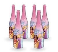 B4E AquAngel Sparkling Celebration Soft Drink 750ml, Non Alcoholic Party Drink, Grape Flavour, Favourite Character Designs, Low Sugar, Pack of 6 Bottles (Princess)