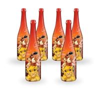 B4E AquAngel Sparkling Celebration Soft Drink 750ml, Non Alcoholic Party Drink, Grape Flavour, Favourite Character Designs, Low Sugar, Pack of 6 Bottles (Lion King)