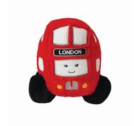 B4E British Plush Comfort Set, Royal Guard Bear and London Bus Design, Microwavable Tourmaline Lavender Aromatherapy Heating Pad, Soft Polyester (Double Decker Bus)