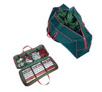B4E Christmas Essentials Storage Bundle - Wrap Fabric Storage Bag For Paper, Tags & Bows And Christmas Tree Storage Bag (Wrap Fabric Bag + Tree Bag)