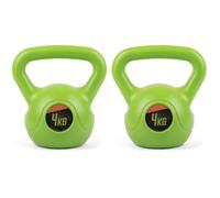 B4E Fitness Kettlebells, 4 kg, Vinyl Coated, Green, Pack of 2, For Home Workouts and Home Gyms, Cardio Workouts
