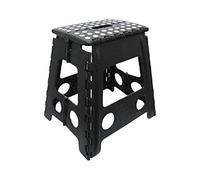 B4E Folding Step Stool Lightweight Foldable and Portable Footstool For Kitchen/Bathroom/Toilet/Caravan | Collapsible/Anti-Slip Black PP Plastic Footstool With Carrying Handle - 2 Sizes (15"/39cm)