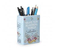 B4E Heaven Sends Ceramic Botanical Book Pen Pot, Decorative Pen and Pencil Holder for Desk Organisation, Stationery Storage Organiser, Assorted Designs (Pastel Sky Blue)