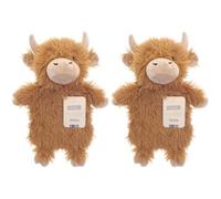 B4E Highland Cow Design Hot Water Bottle with Novelty Cover - Set of 2 | Soft Plush Animal Design, 2 Litre Capacity, Reusable Winter Warmer for Pain Relief & Comfort