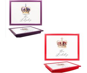 B4E His Lordship And Her Ladyship Lap Trays Set Of 2, Cushioned Bean Bag Base Laptrays, Breakfast Tray, Laptop Tray And Tv Dinner