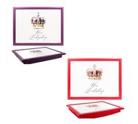 B4E His Lordship & Her Ladyship Lap Trays - Set of 2 - Cushioned Laptrays with Bean Bag Base - Breakfast, Laptop & TV Trays - Gift Set