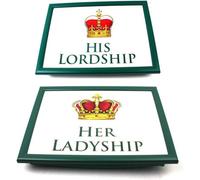 B4E Lap Tray Her Ladyship And His Lordship Serving Set Cushioned