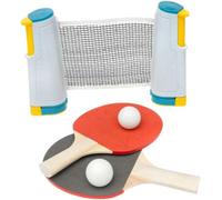 B4E Portable Table Tennis Set With 2 Ping-Pong Balls And 2 High-Performance Bats Lightweight And Compact Instant Retractable Net