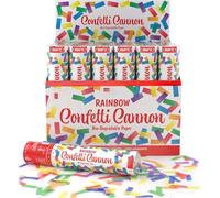 B4E Rainbow Confetti Cannon, Biodegradable Paper, 20 and 50cm, Party Popper for Weddings and Celebrations (6 Pack, 20cm)