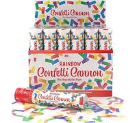 B4E Rainbow Confetti Cannon, Biodegradable Paper, 20 and 50cm, Party Popper for Weddings and Celebrations (72 Pack, 20 cm)