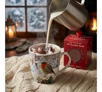 B4E Robin Ceramic Mug with 1 Milk Chocolate Hot Chocolate Bomb | Christmas Hot Chocolate Gift Set | Includes 1 Robin Mug and 1 Chocolate Bomb