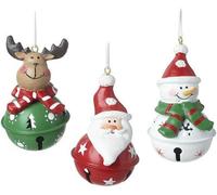 B4E Santa Reindeer And Snowman Christmas Bell Decorations Pack Of 3