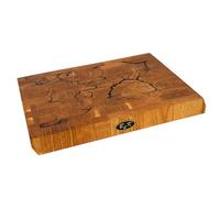 B4K® Chopping Block Made of Oak 35 x 25 x 4 cm Lichtenberg Blitze Design Premium End Grain Wood Board with Handles Handmade Chopping Board Antibacterial & Knife Gentle