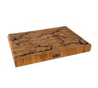 B4K Chopping Block Made of Oak 40 x 30 x 4 cm Lichtenberg Blitze Design Premium End Grain Wood Board with Handles Handmade Chopping Board Antibacterial & Knife Gentle